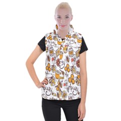 Honey Seamless Pattern Women s Button Up Vest by Vaneshart