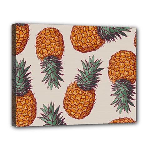 Seamless Pattern With Vector Illustrations Pineapples Canvas 14  X 11  (stretched) by Vaneshart