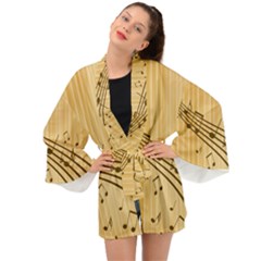 Background Music Nuts Sheet Long Sleeve Kimono by Mariart