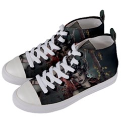 Awesome Fantasy Women With Helmet Women s Mid-top Canvas Sneakers by FantasyWorld7