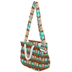 Bluegreen Pumpkins Rope Handles Shoulder Strap Bag by bloomingvinedesign