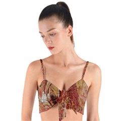 Autumn Colors Leaf Leaves Brown Red Woven Tie Front Bralet by yoursparklingshop