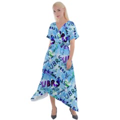 Ubrs Cross Front Sharkbite Hem Maxi Dress by Rokinart