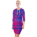 Bisexual plaid Quarter Sleeve Hood Bodycon Dress View1