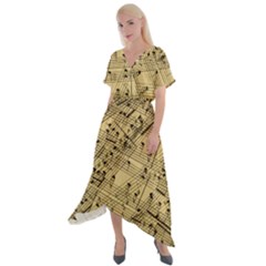 Music Nuts Sheet Cross Front Sharkbite Hem Maxi Dress by Mariart