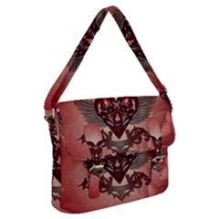 Awesome Heart With Skulls And Wings Buckle Messenger Bag by FantasyWorld7