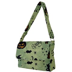 Funny Halloween Pattern With Witch, Cat And Pumpkin Full Print Messenger Bag by FantasyWorld7