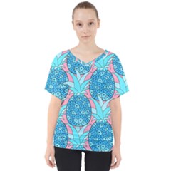 Pineapples V-neck Dolman Drape Top by Sobalvarro