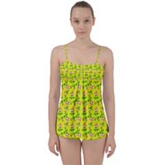 Carnation Pattern Yellow Babydoll Tankini Set by snowwhitegirl