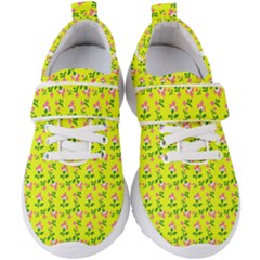 Carnation Pattern Yellow Kids  Velcro Strap Shoes by snowwhitegirl