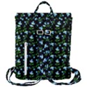 Carnation Pattern Black Flap Top Backpack View3