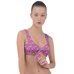 Carnation Pattern Pink Front Tie Bikini Top by snowwhitegirl