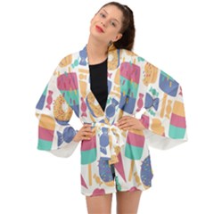 Icecream Pattern Pastel Sumer Long Sleeve Kimono by Vaneshart