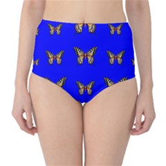 Butterfly Pattern Blue Insects Classic High-waist Bikini Bottoms by Vaneshart