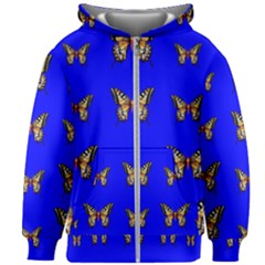 Butterfly Pattern Blue Insects Kids  Zipper Hoodie Without Drawstring by Vaneshart