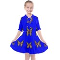 Butterfly Pattern Blue Insects Kids  All Frills Chiffon Dress View1