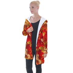 Wallpaper Background Autumn Fall Longline Hooded Cardigan by Vaneshart