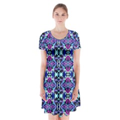 Abstract 49 Short Sleeve V-neck Flare Dress by ArtworkByPatrick