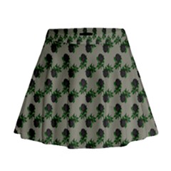 Black Rose Grey Mini Flare Skirt by snowwhitegirl