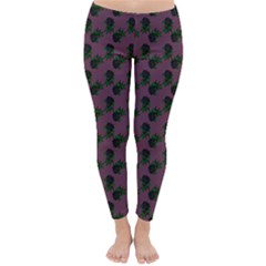 Black Rose Mauve Classic Winter Leggings by snowwhitegirl