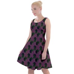 Black Rose Mauve Knee Length Skater Dress by snowwhitegirl