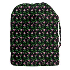 Carnation Pink Black Drawstring Pouch (3xl) by snowwhitegirl