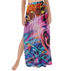 Albert Einstein Retro Wall Graffiti Blue Pink Orange Modern Urban Art Grunge Maxi Chiffon Tie-up Sarong by snek