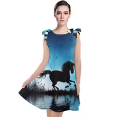 Wonderful Unicorn Silhouette In The Night Tie Up Tunic Dress by FantasyWorld7