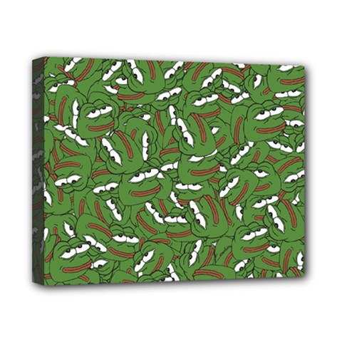 Pepe The Frog Face Pattern Green Kekistan Meme Canvas 10  X 8  (stretched) by snek