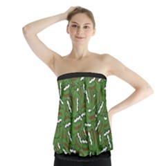 Pepe The Frog Face Pattern Green Kekistan Meme Strapless Top by snek