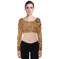 Fine Pattern Velvet Long Sleeve Crop Top by Sobalvarro