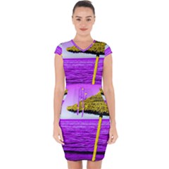 Pop Art Beach Umbrella Capsleeve Drawstring Dress  by essentialimage