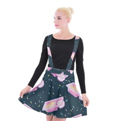 Dunkaroos Funfetti Print Dark Blue 1 Suspender Skater Skirt by elizabethjonesstyling