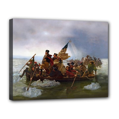 George Washington Crossing Of The Delaware River Continental Army 1776 American Revolutionary War Original Painting Canvas 14  X 11  (stretched) by snek