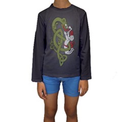 Pepe The Frog Rare Celtic Viking Norse Dragon Pattern Deus Vult Medieval Wojak Crusader Kids  Long Sleeve Swimwear by snek