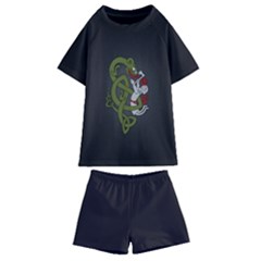 Pepe The Frog Rare Celtic Viking Norse Dragon Pattern Deus Vult Medieval Wojak Crusader Kids  Swim Tee And Shorts Set by snek