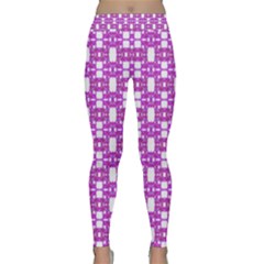 Pink  White  Abstract Pattern Classic Yoga Leggings by BrightVibesDesign