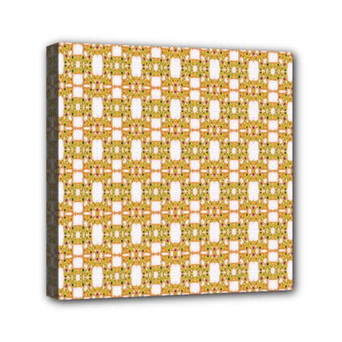 Yellow  White  Abstract Pattern Mini Canvas 6  X 6  (stretched) by BrightVibesDesign