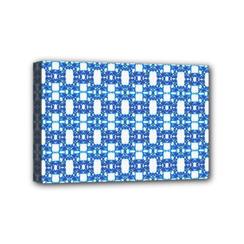 Blue White  Abstract Pattern Mini Canvas 6  X 4  (stretched) by BrightVibesDesign