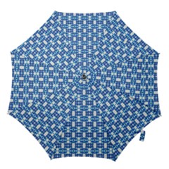 Blue White  Abstract Pattern Hook Handle Umbrellas (small) by BrightVibesDesign