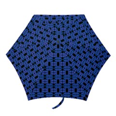 Blue Black Abstract Pattern Mini Folding Umbrellas by BrightVibesDesign