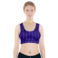 Circles Lines Black Blue Sports Bra With Pocket by BrightVibesDesign