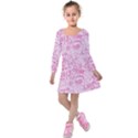 coffee pink Kids  Long Sleeve Velvet Dress View1