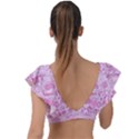 coffee pink Plunge Frill Sleeve Bikini Top View2