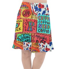 Need Coffee Fishtail Chiffon Skirt by Amoreluxe