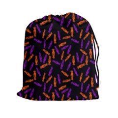 Halloween Candy On Black Drawstring Pouch (2xl) by bloomingvinedesign