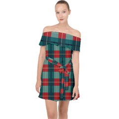 Pattern Texture Plaid Off Shoulder Chiffon Dress by Mariart