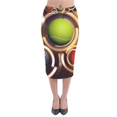 Sport Ball Tennis Golf Football Velvet Midi Pencil Skirt by HermanTelo