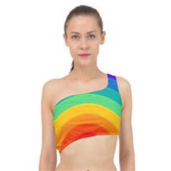 Rainbow Background Colorful Spliced Up Bikini Top  by HermanTelo