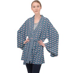 Art Chevron Long Sleeve Velvet Kimono  by HermanTelo